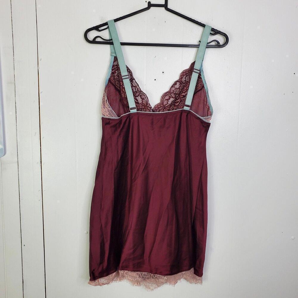 In Bloom Top Womens Small Lingerie Babydoll Slip Tan Lace Sexy Cami Burgundy Y2K - Picture 5 of 9